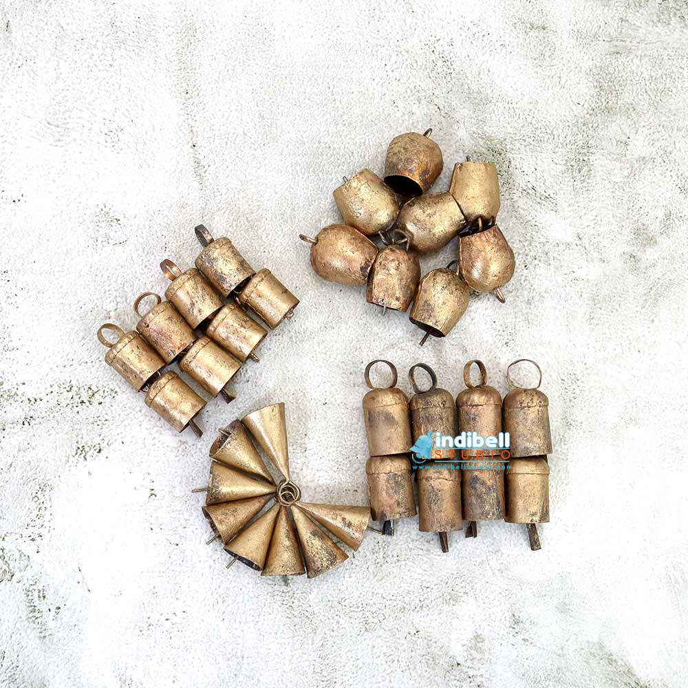32 Assorted Mix Rustic Bells Combination Holiday Decor For Garland Wre