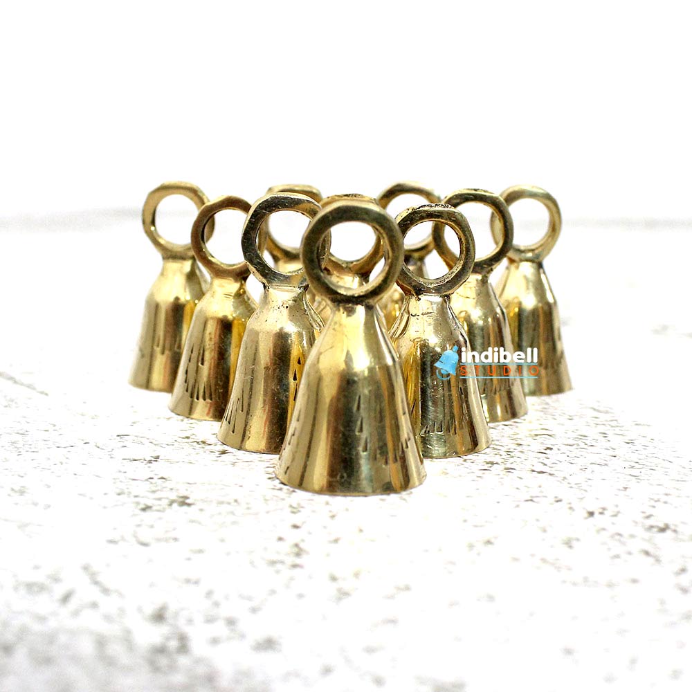 12 Chromed Mini Brass Triangular Jingle Bells Crafting Bells for Wind