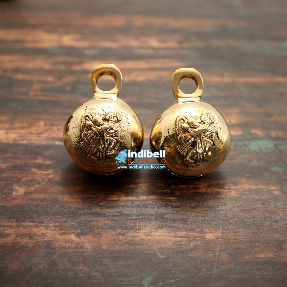 Hanuman Bajrang Bali Protection Bell, Brass Sleigh Bells, Hindu Temple