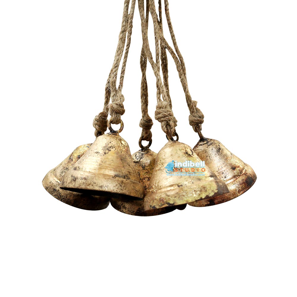 8 Rustic Liberty Bell, Garden Backyard Decor Hanging Bells On Rope, Pa
