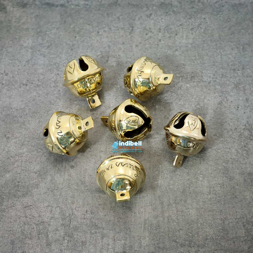 Large Krampus Guardian Gremlin Bells, Brass Gold Sleigh Bells