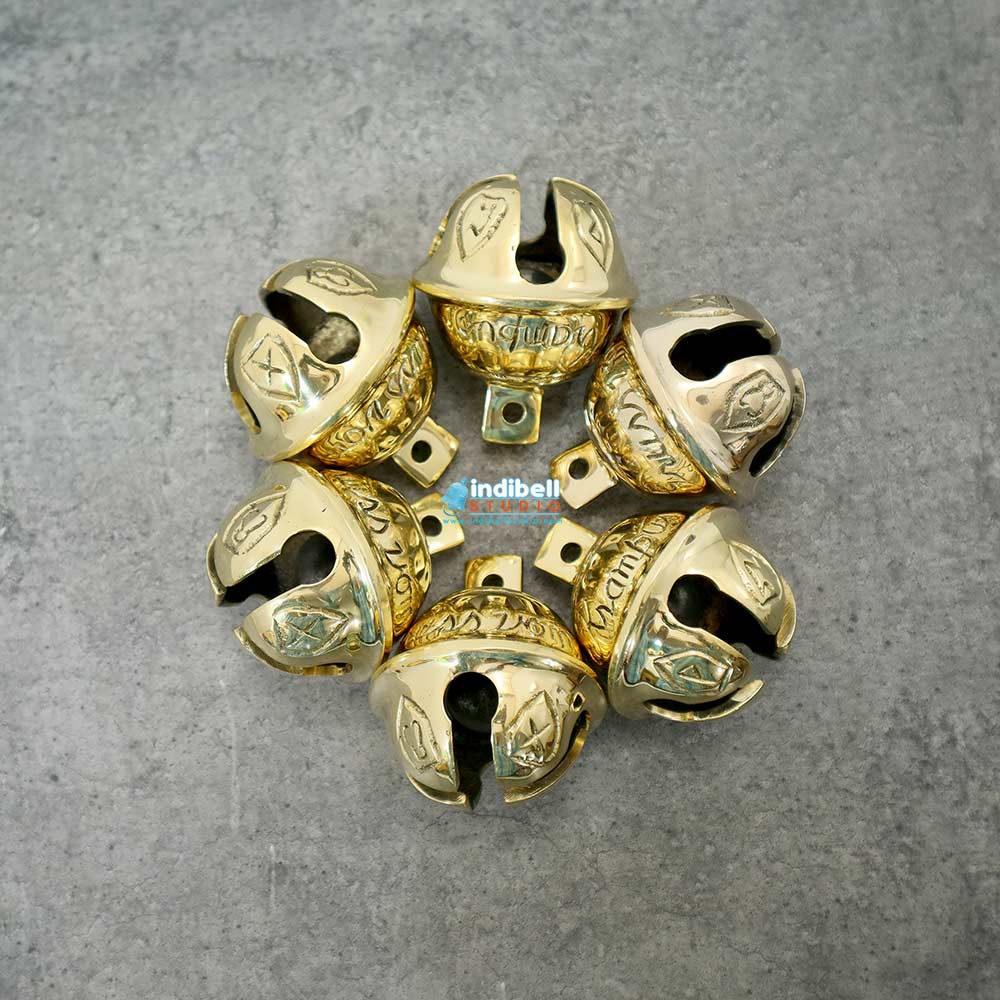 Guardin Bells Rack Large Krampus Guardian Gremlin Bells, Brass Gold Sleigh Bells