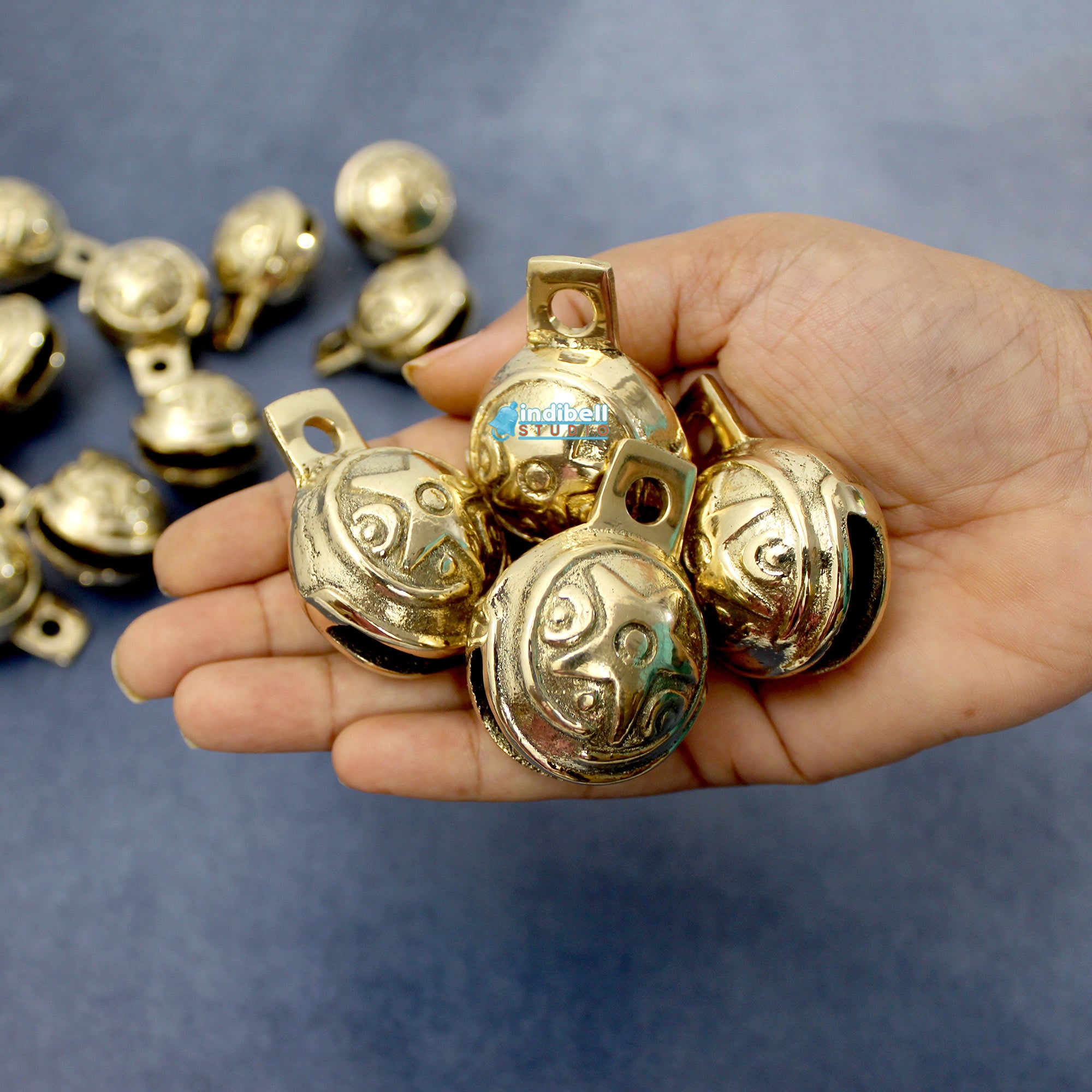 Star Moon Celestial Brass Sleigh Bell, Solid Brass Bells, Trekking Hik