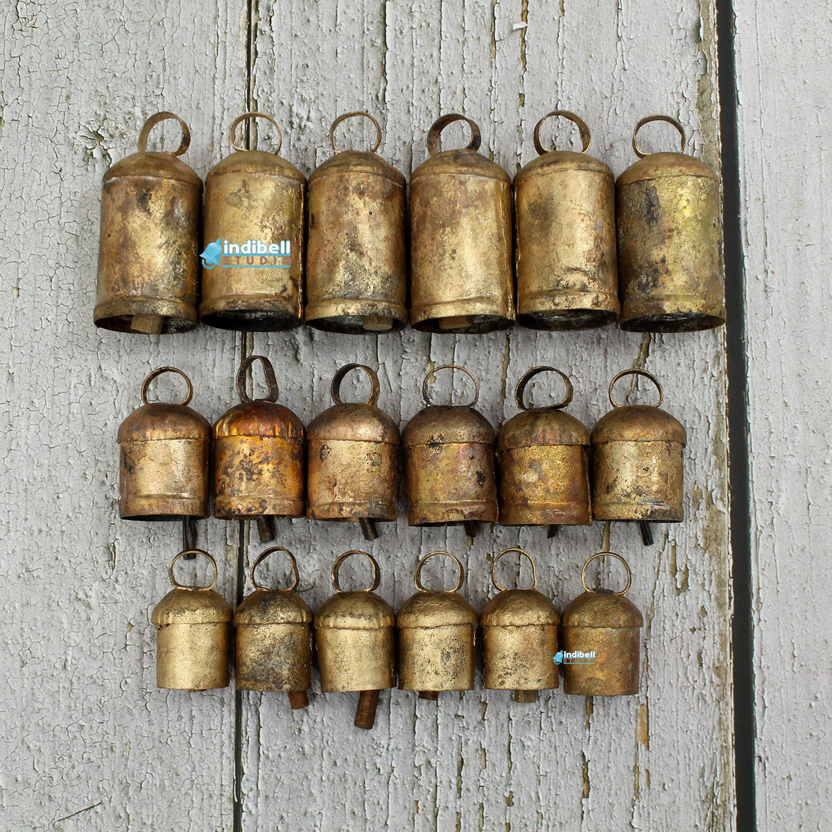Rounded Top Tin Iron Rustic Bells, Large Medium Small Noah Bells (Asso