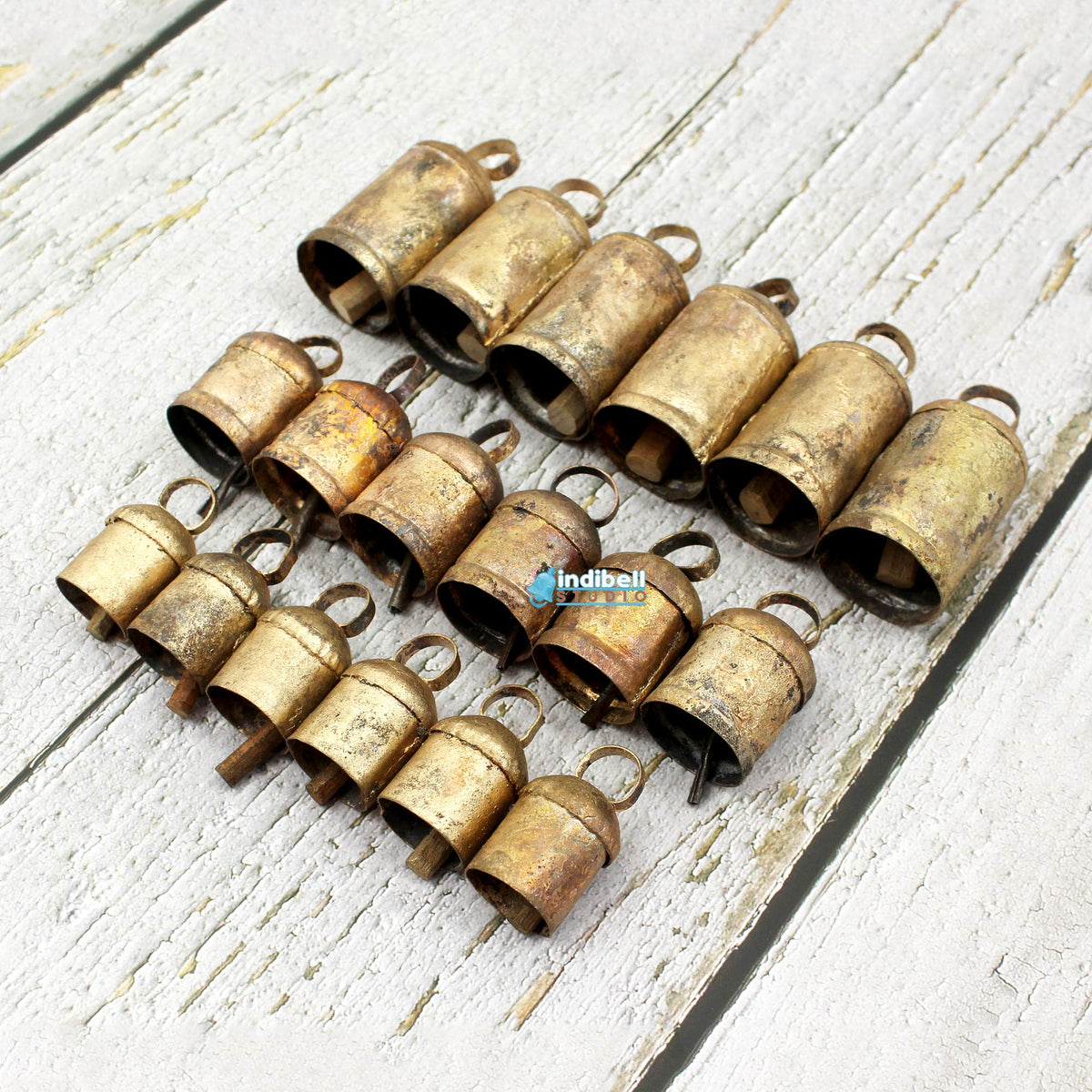 Rounded Top Tin Iron Rustic Bells, Large Medium Small Noah Bells (Asso